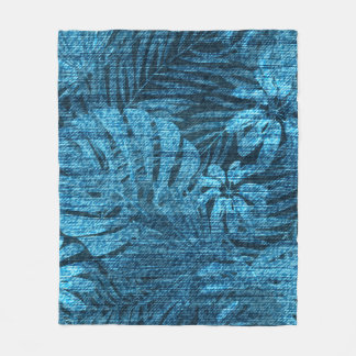 Manta Polar jeans con estampado de hojas tropicales