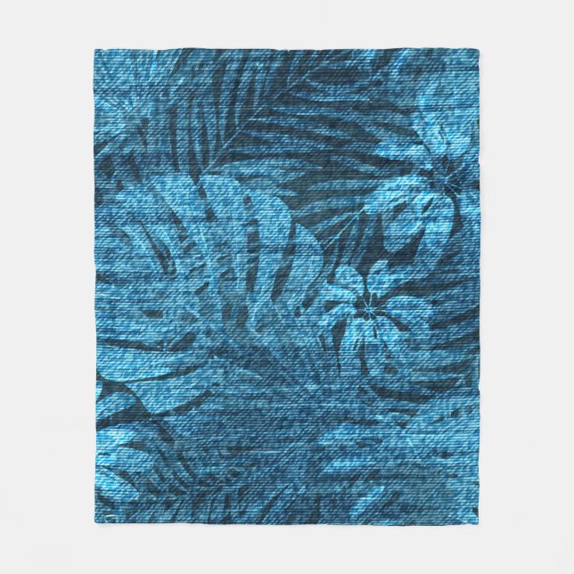 Manta Polar jeans con estampado de hojas tropicales (Anverso)