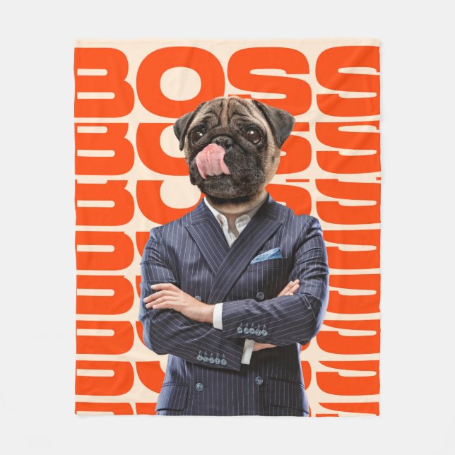 Manta Polar Jefe encabezado por la cabeza de perro parado con  (Anverso)