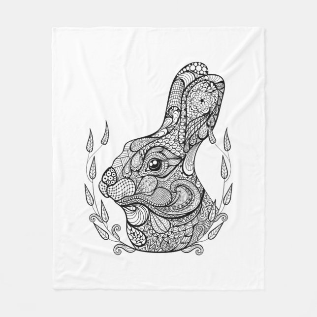 Manta Polar Jefe inspirado del conejo en guirnalda (Anverso)