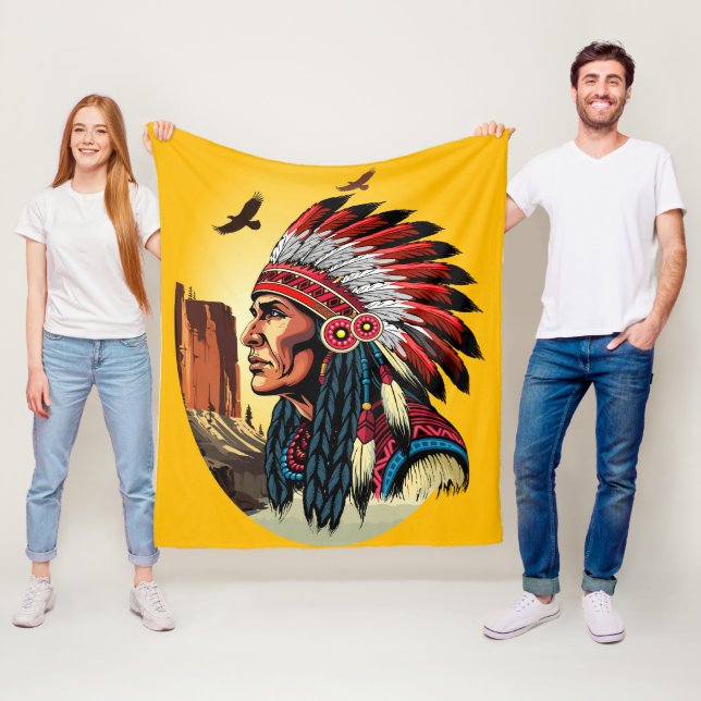 Manta Polar Jefe nativo americano en el salvaje atardecer pais (In situ)