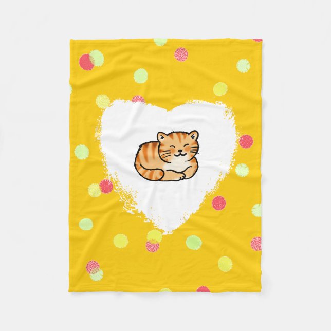 Manta Polar jengibre mullido lindo y gato blanco (Anverso)