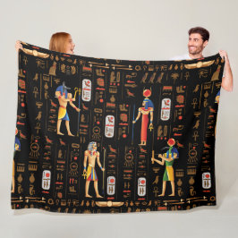 Manta Polar Jeroglíficos y deidades egipcios de oro sobre negr