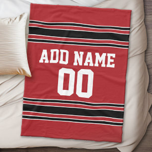 Manta Polar Jersey rojo y negro de los deportes personalizado