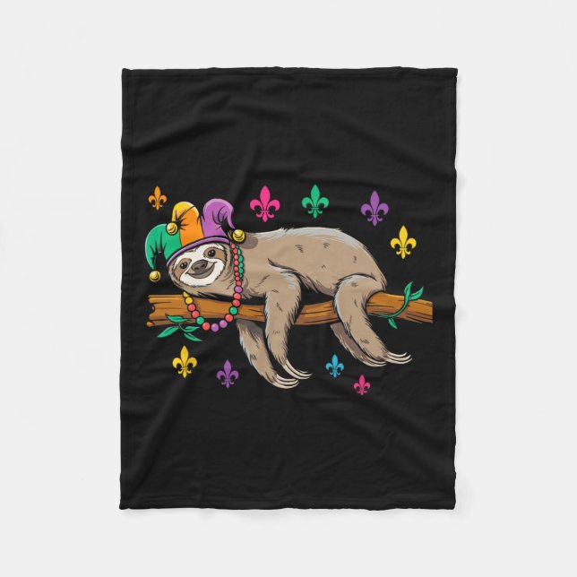 Manta Polar Jester Sloth Animal Cute Gracioso Carnaval de Mard (Anverso)