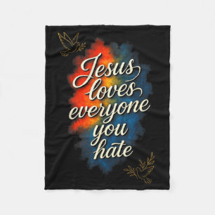 Manta Polar Jesús Ama a Todos - Mensaje de Fe Cristiana 
