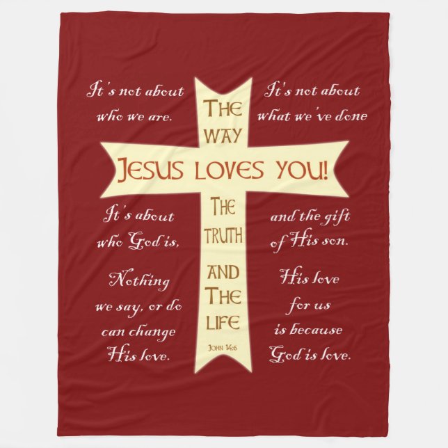 Manta Polar Jesus Blanket - Fleece roja (Anverso)
