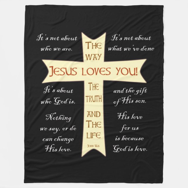 Manta Polar Jesus Blanket - Negro (Anverso)