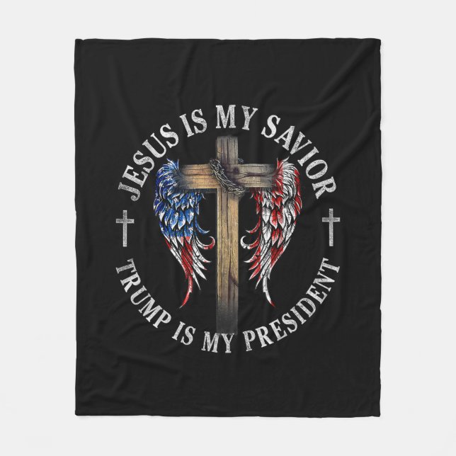 Manta Polar Jesús Es Mi Salvador Trump Es Mi Presidente 2024 E (Anverso)