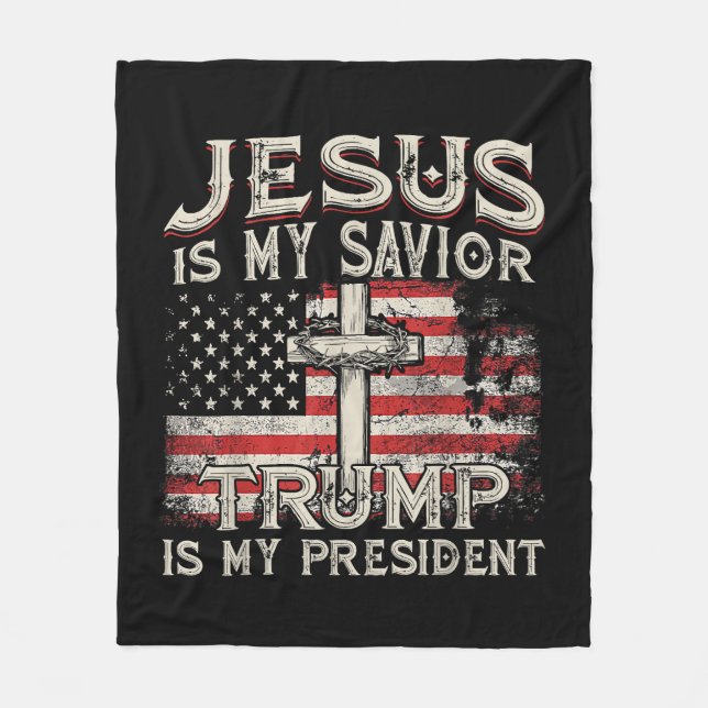 Manta Polar Jesús Es Mi Salvador Trump Es Mi Presidente Estado (Anverso)