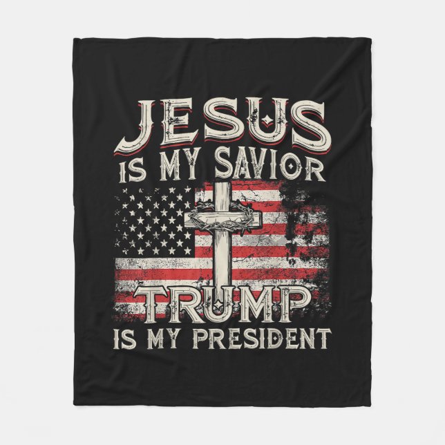 Manta Polar Jesús Es Mi Salvador Trump Es Mi Presidente Estado (Anverso)