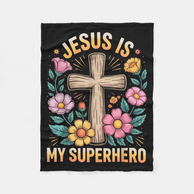 Manta Polar Jesús es mi superhéroe (Anverso)