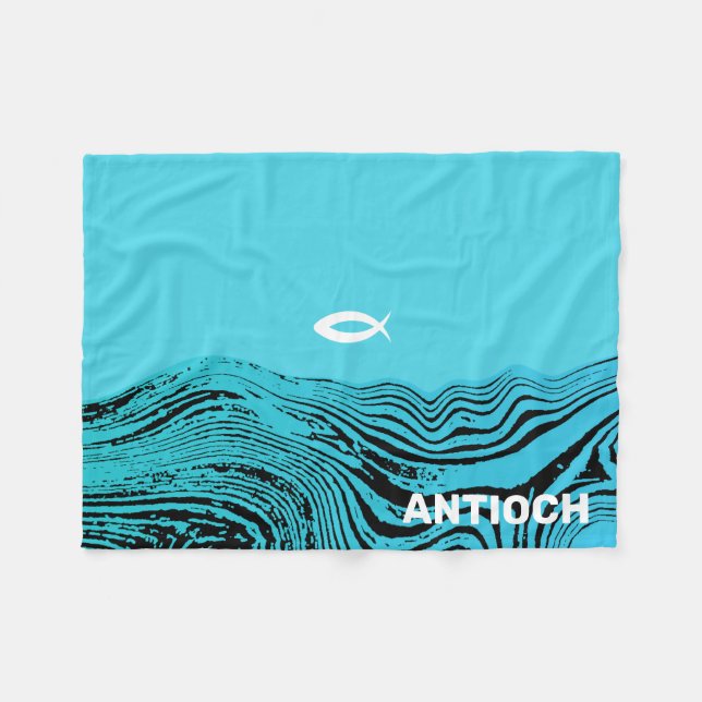 Manta Polar Jesús Fish Wavy Waters (Frente (Horizontal))