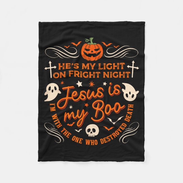 Manta Polar Jesus Is My Boo Christian Halloween Ghost Pumpkin  (Anverso)
