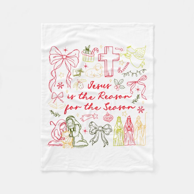 Manta Polar Jesus Is The Reason Christian Cross Coquette Bow C (Anverso)