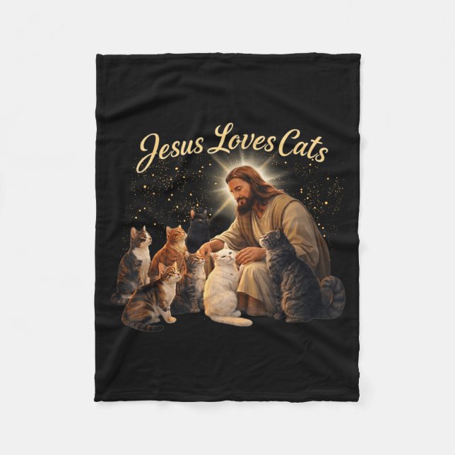 Manta Polar Jesus Loves Cats Christian Cat Lover Jesus Hugs Ca (Anverso)