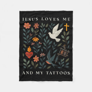 Manta Polar Jesús me ama y mis tatuajes