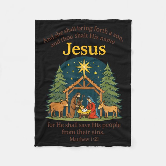 Manta Polar Jesus Nativity Christian Christmas Bible Pjs Toddl (Anverso)