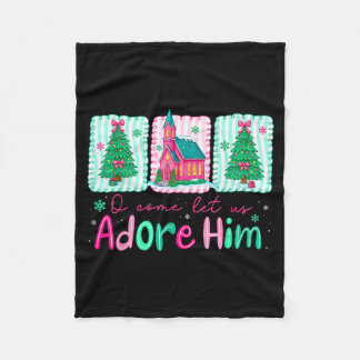Manta Polar Jesús Navidad Árbol de Navidad Preppy Oh Venid Ado