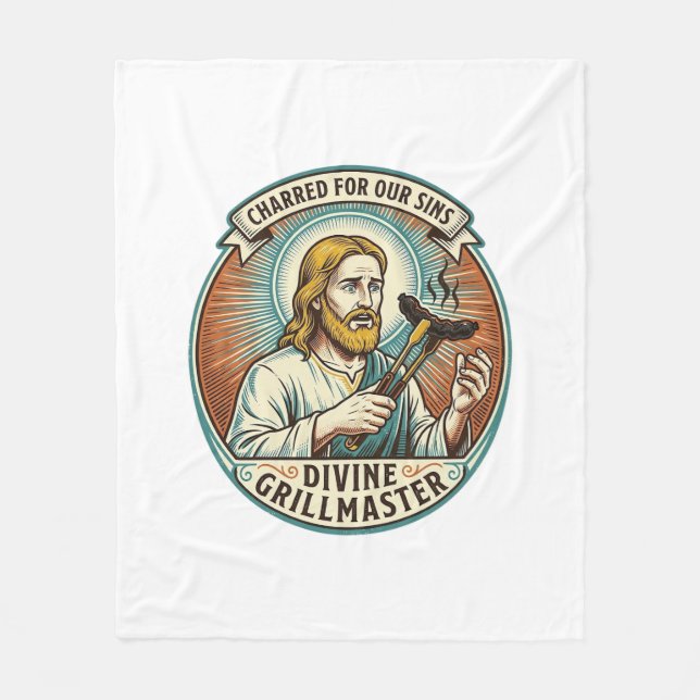 Manta Polar Jesús Perrito Caliente Completamente Quemado Negro (Anverso)