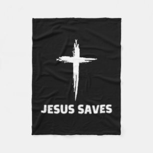 Manta Polar Jesús salva pequeña cruz enorme fe 3 Cristo