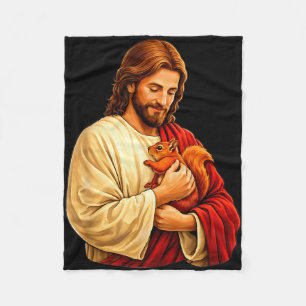 Manta Polar Jesús sosteniendo ardilla cristiano
