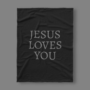 Manta Polar Jesús te ama   Negro y gris oscuro