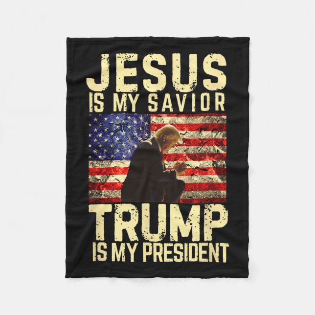 Manta Polar Jesús Trump Tee - Jesús es mi Señor Salvador Trump (Anverso)