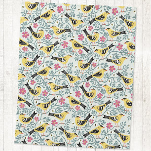 Manta Polar Jilguero y Rosa de Pradera Pájaro Flor