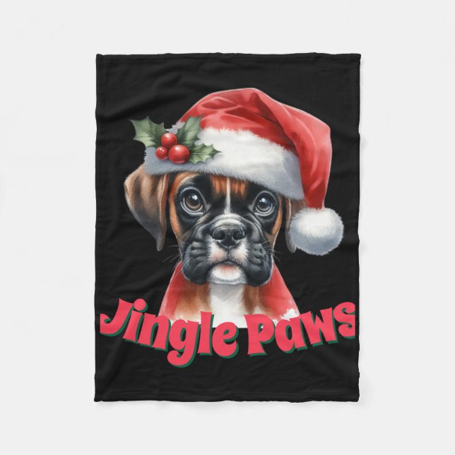Manta Polar Jingle Paws And Boxer Dog Joy T Shirt  (Anverso)