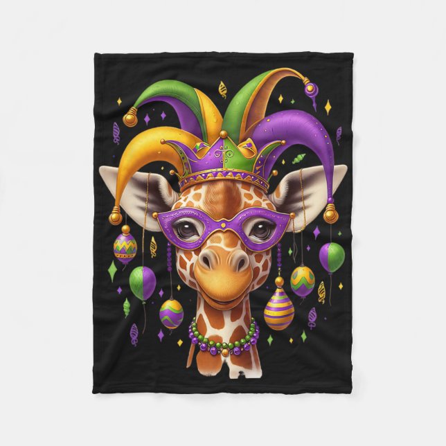 Manta Polar Jirafa de Mardi Gras (Anverso)