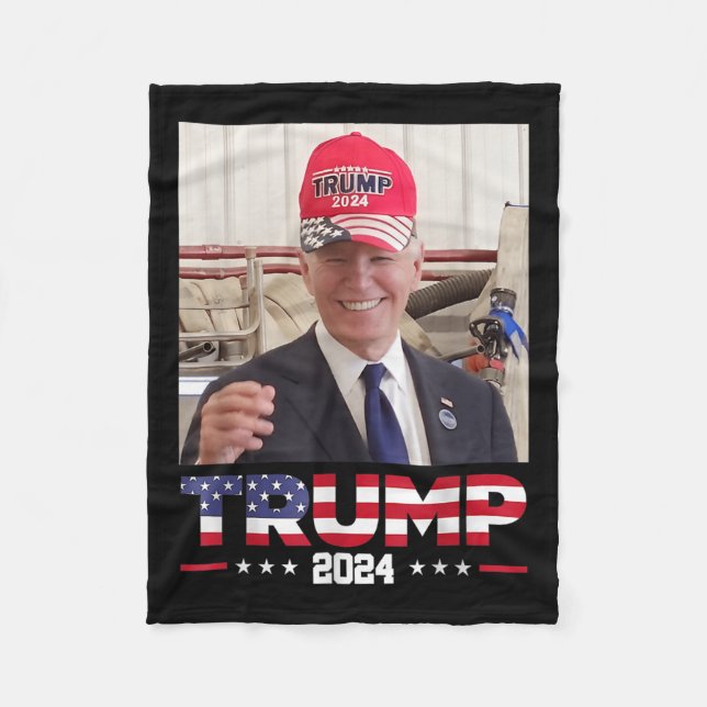 Manta Polar Joe Biden Con Un Gorra De Trump (Anverso)
