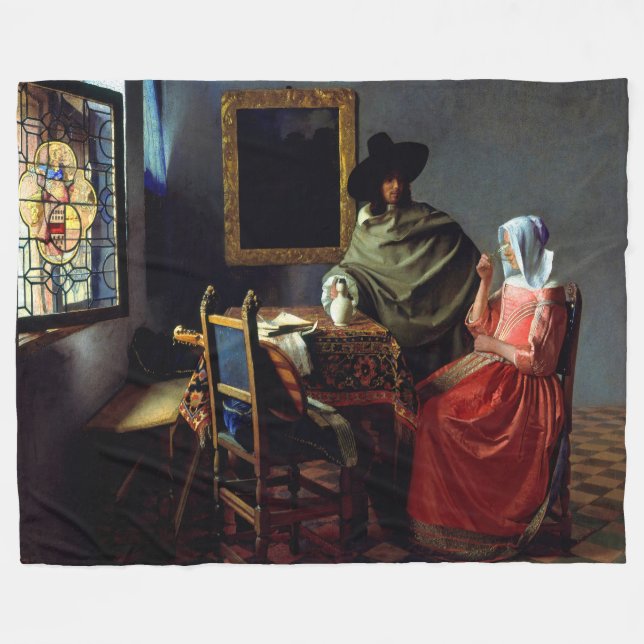 Manta Polar Johannes Vermeer - La copa de vino (Frente (Horizontal))