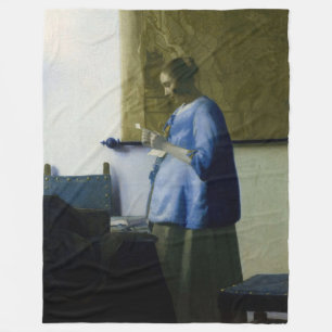 Manta Polar Johannes Vermeer - Mujer en azul leyendo una carta