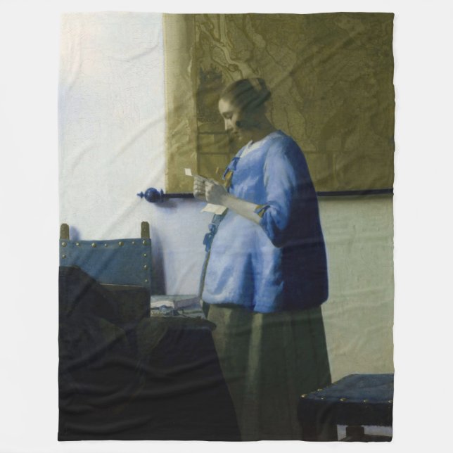 Manta Polar Johannes Vermeer - Mujer en azul leyendo una carta (Anverso)