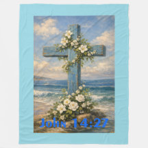 John 14:27 Beach Cross Throw Pillow