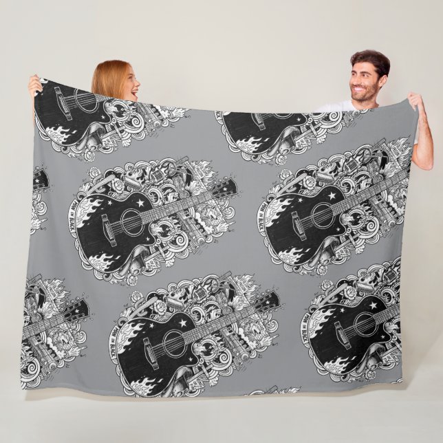 Manta Polar Johnny Cash Inspired Guitar Blanket (In situ)