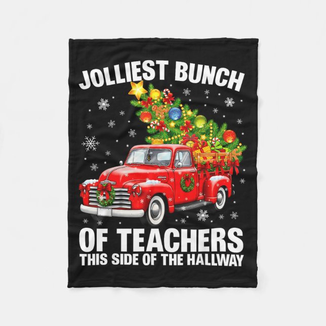 Manta Polar Jolliest Bunch Of Teacher Red Truck Christmas Xmas (Anverso)