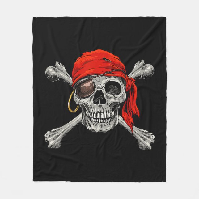 Manta Polar Jolly Roger Pirate Skull Crossbone Halloween Costo (Anverso)