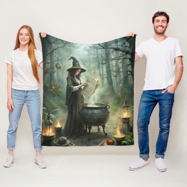 Manta Polar Joven bruja en ritual místico forestal (In situ)