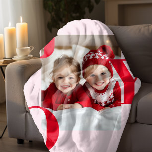 Manta Polar JOY Foto de Navidades modernos rojos y rosados