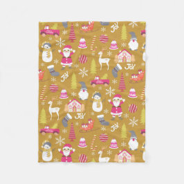 Manta Polar Joy Navidades Gold