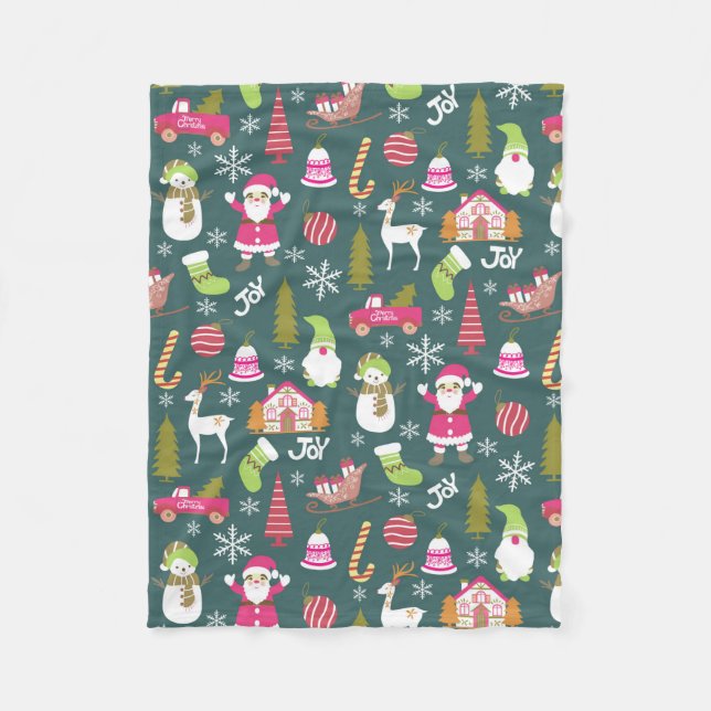 Manta Polar Joy Navidades Green (Anverso)