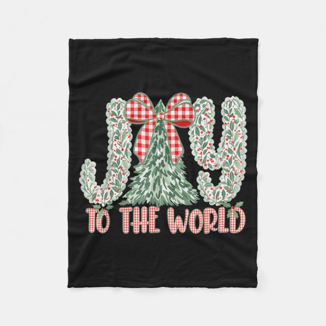 Manta Polar Joy To The World Coquette Bow Christmas Nativity C (Anverso)