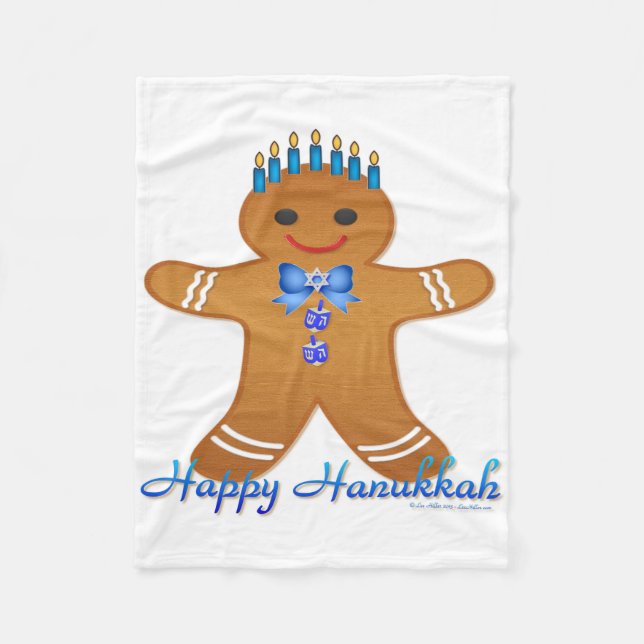 Manta Polar Judaica Hanukkah Gingerbread Man Menorah (Anverso)