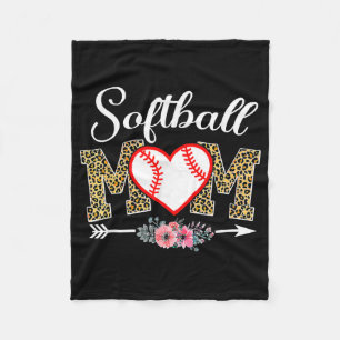 Manta Polar Juego de Softball Mom Mother's Day Leopard