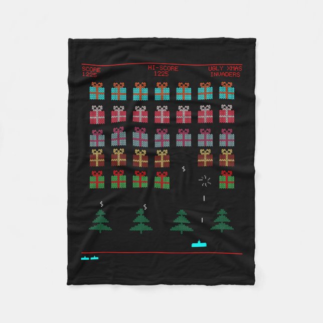 Manta Polar Juego de vídeo retro estilo navidad (Anverso)