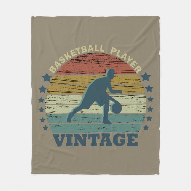 Manta Polar Jugador de baloncesto driñando atardecer retro vin (Anverso)