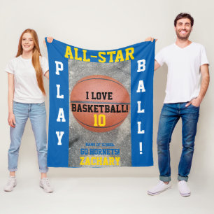 Manta Polar Jugador de Baloncesto Equipo Azul Medio Nombre