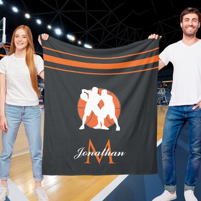 Manta Polar Jugador de baloncesto y niños monogramas nombran d (Subido por el creador)